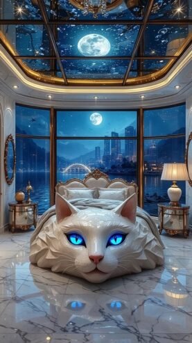 white cat bedroom